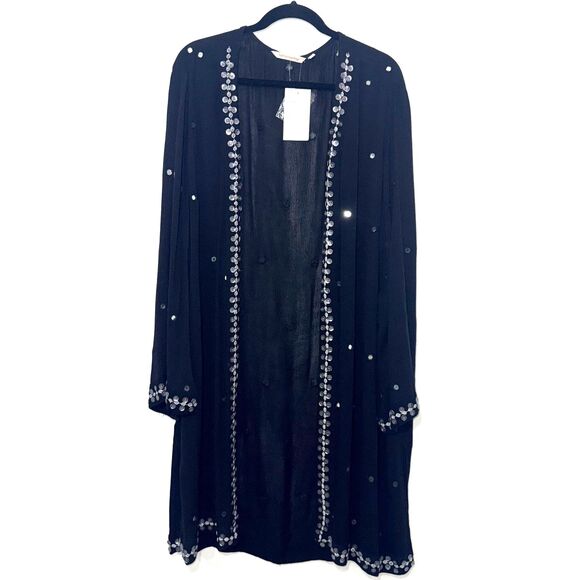 Soft Surroundings Rafina Gauze Longline Topper - Black 1X - Picture 5 of 11